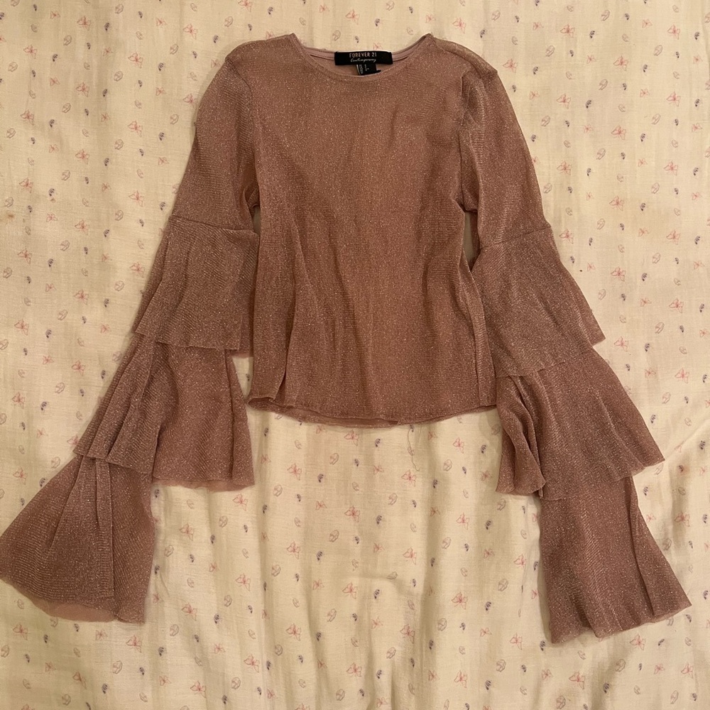 Forever 21 pink mesh sparkly top